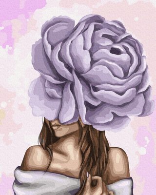 Картина за номерами BrushMe Преміум "Дама з фіолетовою півонією" 40х50см PGX37546 фото 1