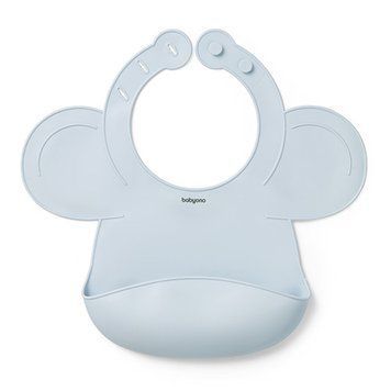 Дитячий нагрудник силіконовий для харчування 6м+ Babyono з застібкою 30x28 см блакитний фото 1