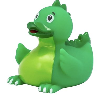 Стильна тематична гумова качечка FunnyDucks "Зелений динозавр" L1315 фото 1