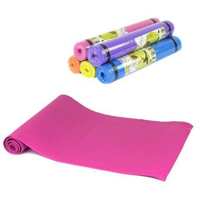 Каремат для йоги фитнеса туризма Profi 175х60см 4мм материал EVA розовый C36547 фото 1