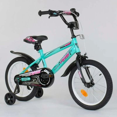 Велосипед детский двухколёсный 16" CORSO Aerodynamic бирюзовый ЕХ - 16 N 5171 фото 1