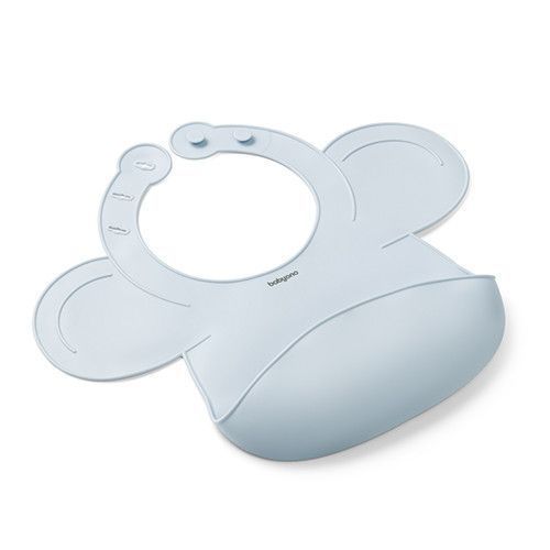 Детский нагрудник силиконовый для кормления 6м+ Babyono с застёжкой 30x28 см голубой фото 5