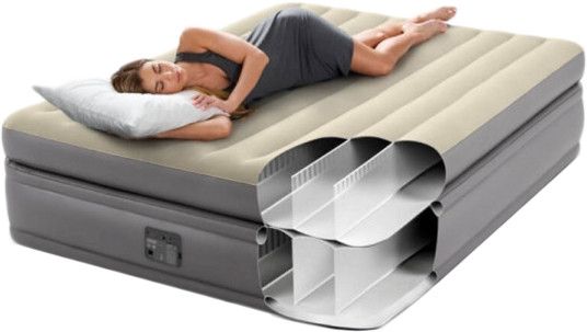 Велюровий надувний матрац для відпочинку та сну Intex подвійний з електронасосом 152х203х51 см 64164 фото 4