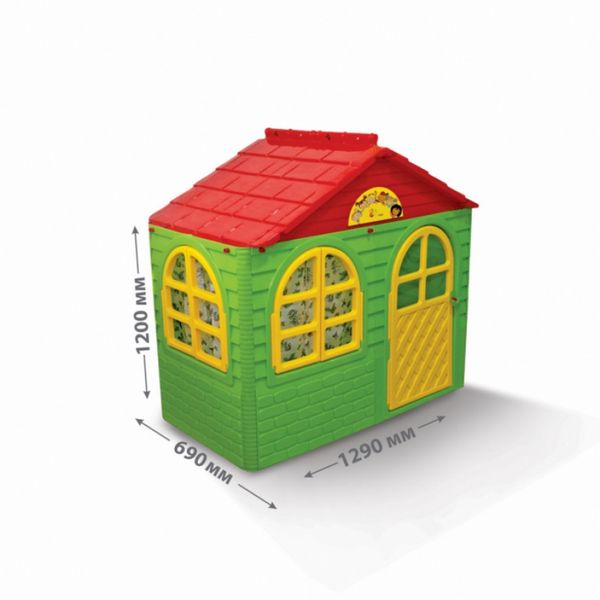 Пластиковый детский игровой домик Doloni с окнами и дверью 130х70х120 см зелёный с красным 02550/13 фото 6