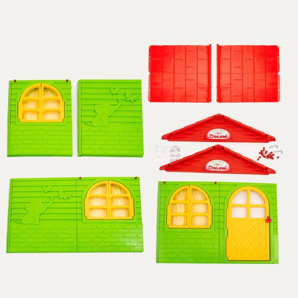 Пластиковый детский игровой домик Doloni с окнами и дверью 130х70х120 см зелёный с красным 02550/13 фото 5