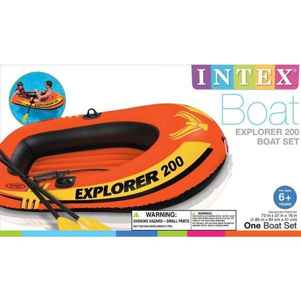 Двухместная надувная лодка Intex Explorer 200 185х94х41см с веслами и ручным насосом 58331 фото 4