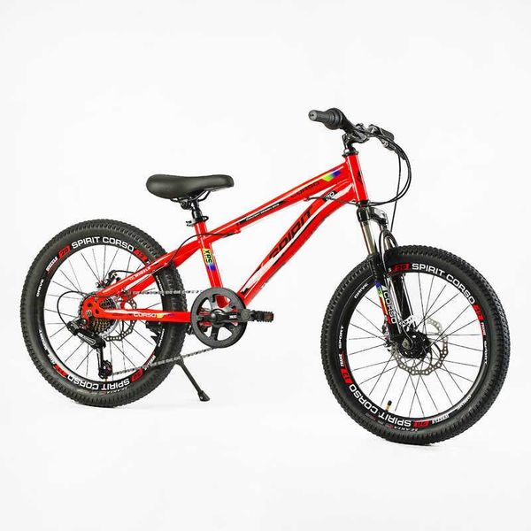 Велосипед подростковый двухколёсный 20" CORSO Spirit 7 скоростей стальная рама 12" красный TK - 20697 фото 2