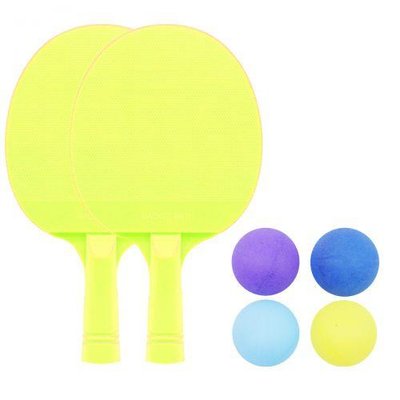 Набор для настольного тенниса 2 пластиковые ракетки, 4 мячика желтый PX801-1 фото 1