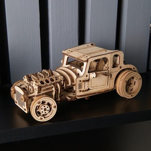 3D конструктор механічний дерев'яний Ugears Хот Рід Люта миша 207 деталей 70192 фото 10