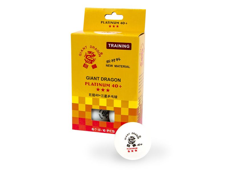 М'ячики для настільного тенісу Giant Dragon Training Platinum 40+ 3 зірки 6шт білі фото 2