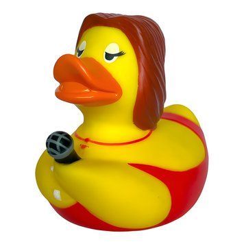 Стильна тематична гумова качечка FunnyDucks "Співачка" L1331 фото 1