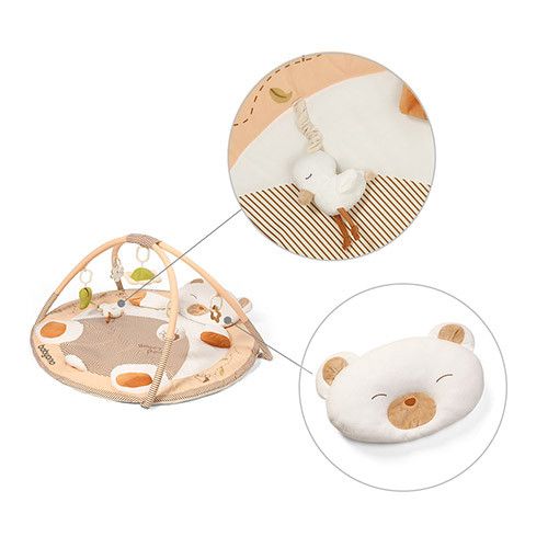 Развивающий игровой коврик для младенца BabyOno Дружественный мишка 90х52 см бежевый фото 6