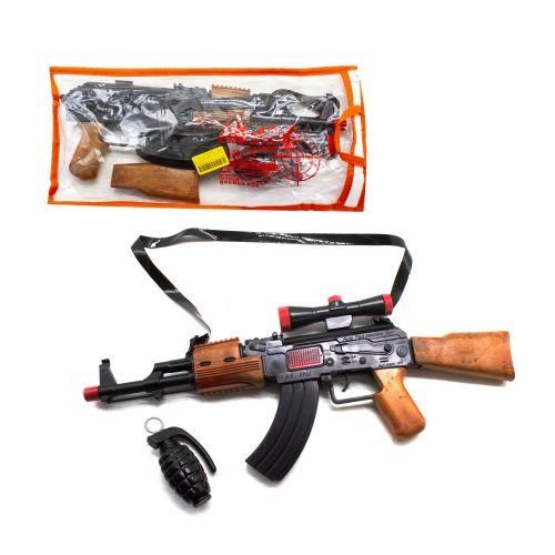 Іграшковий автомат-тріскачка Golden Gun AK-47 світлові та звукові ефекти з гранатою 810 фото 2