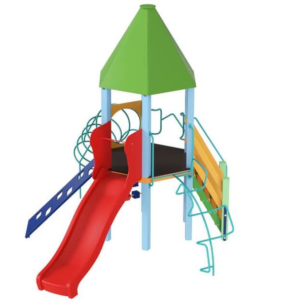 Дитячий вуличний ігровий комплекс KDG Вежа з пластиковою гіркою 517х396х411см фото 2