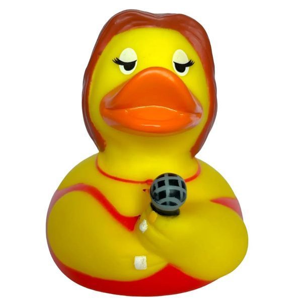 Стильна тематична гумова качечка FunnyDucks "Співачка" L1331 фото 2