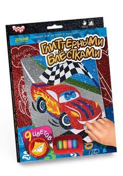 Розмальовка глітером за номерами Danko Toys Тачки РГН-02-02 фото 1