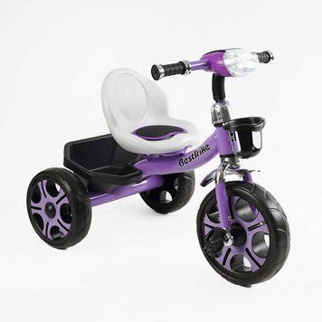 Детский трехколесный велосипед 12" Best Trike колеса EVA стальная рама световые и звуковые эффекты фиолетовый укр BS-27102 фото 1