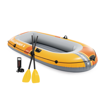 Двомісний надувний човен Intex Challenger 2, 3 камери, весла, насос 236х114х41см 66312 фото 1