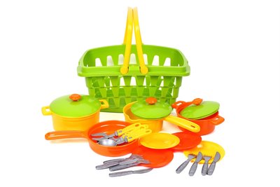 Набір іграшкового посуду ТехноК у кошику 19 предметів 4456 фото 1