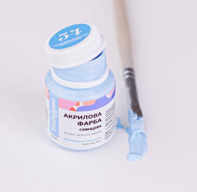 Художня глянсова акрилова фарба BrushMe колір "Пастельно-блакитна" 20 мл ACPT34 фото 1