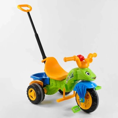Детский трехколесный велосипед Pilsan Caterpillar пластиковые колеса с ручкой зелёный 07-128 фото 1