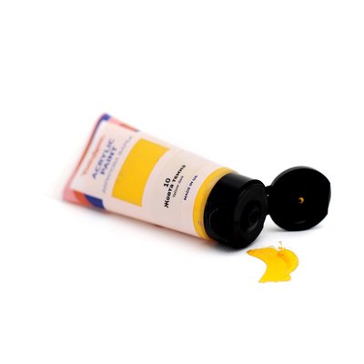 Художня глянсова акрилова фарба BrushMe колір "Жовта темна" 60 мл TBA60010 фото 1