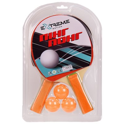 Набір для настільного тенісу Extreme Motion 2 ракетки, 3 м'ячики TT2109 фото 1