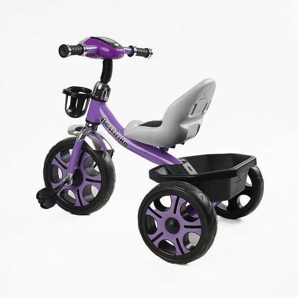 Детский трехколесный велосипед 12" Best Trike колеса EVA стальная рама световые и звуковые эффекты фиолетовый укр BS-27102 фото 3