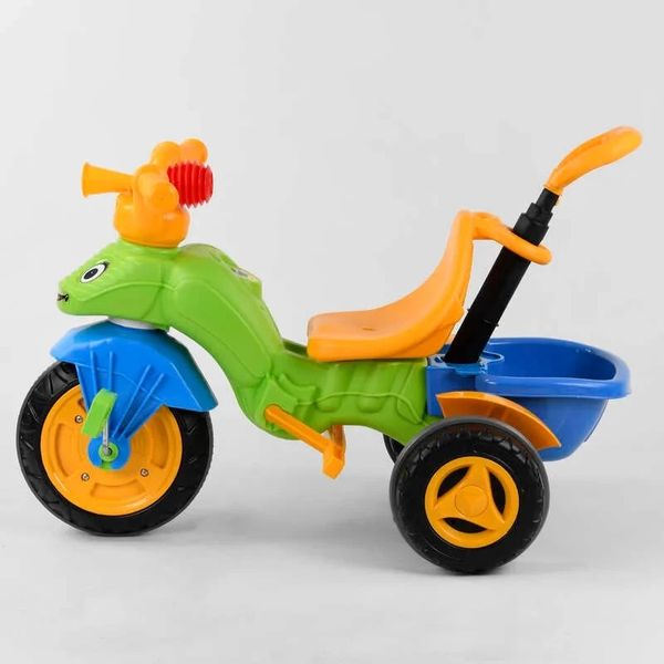 Дитячий триколісний велосипед Pilsan Caterpillar пластикові колеса з зеленою ручкою 07-128 фото 4