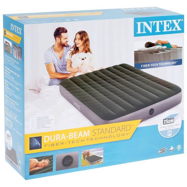 Велюровий надувний матрац для відпочинку та сну Intex подвійний 152х203х25 см 64109 фото 2
