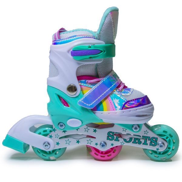 Детские раздвижные ролики 26-29 Scale Sports Rainbow подсветка колес бирюзовый фото 4