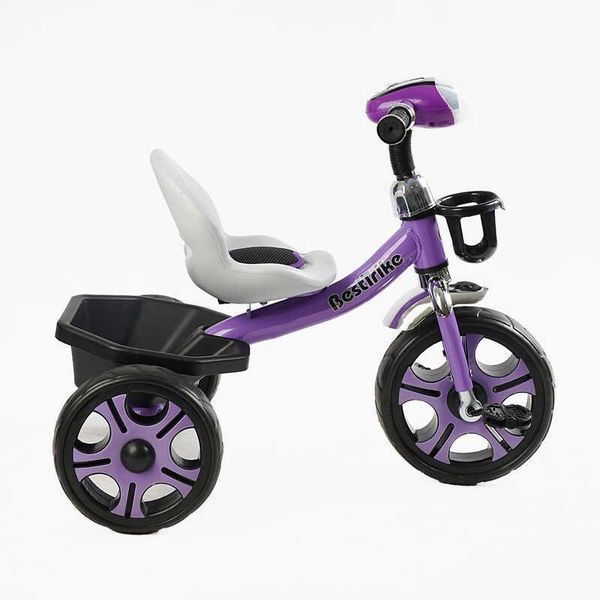 Детский трехколесный велосипед 12" Best Trike колеса EVA стальная рама световые и звуковые эффекты фиолетовый укр BS-27102 фото 2