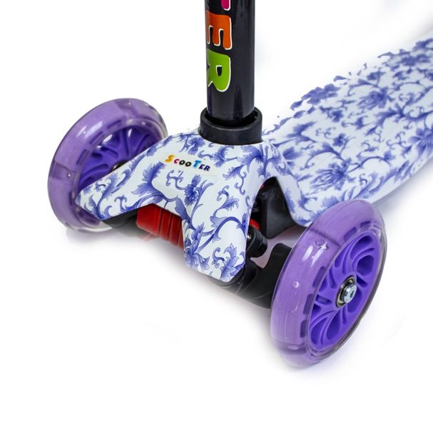 Самокат чотириколісний дитячий з підсвічуванням MAXI Purple Pattern фото 2