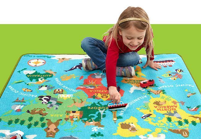 Великий ігровий килимок для дітей Melissa & Doug Мапа світу з 3 дерев'яними транспортами 100&times;92 см MD5194 фото 7