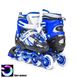 Роликовые коньки детские раздвижные 34-37 с комплектом защиты и шлемом Power Champs Blue фото 2