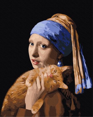 Картина за номерами BrushMe "Дівчина з рудим котом" 40х50см BS51581 фото 1
