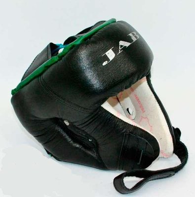 Шкіряний боксерський шолом ТМ JAB з регулюванням та наповнювачем чорний фото 1