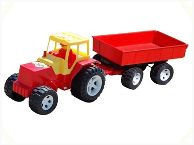 Игрушечный трактор Бамсик без ковша с прицепом 63 см красный 007/4 фото 1