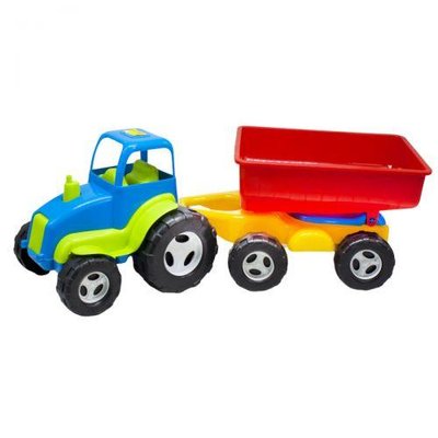 Іграшковий трактор із причепом Kinderway 70 см синій 07-709 фото 1