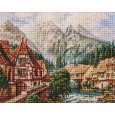 Алмазна мозаїка Ідейка "Містечко в горах" ©Сергій Лобач 40х50 см AMO7346 фото 1