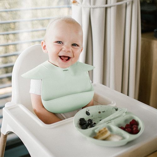 Детская силиконовая мисочка для кормления 6м+ Babyono трёхсекционная с присоской зелёная фото 5