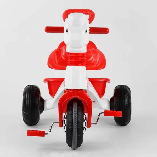 Дитячий триколісний велосипед Pilsan Конячка пластикові колеса з ручкою біло-червоний 07-139 фото 2