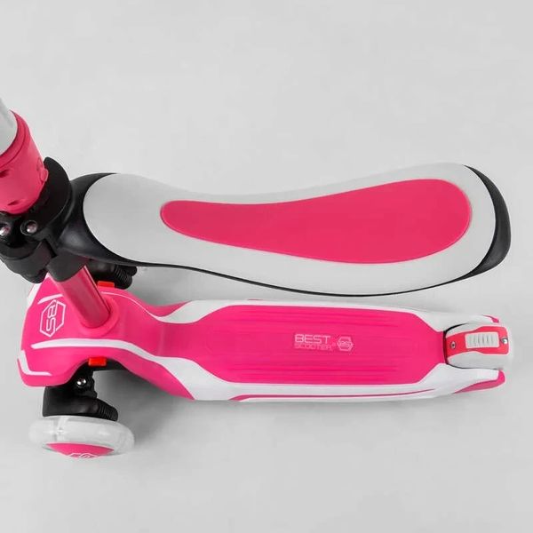 Детский самокат - трансформер 2-в-1 с подсветкой Best Scooter до 60 кг белый с розовым JS-41008/63204 фото 5