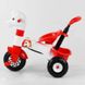 Дитячий триколісний велосипед Pilsan Конячка пластикові колеса з ручкою біло-червоний 07-139 фото 3
