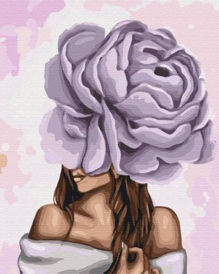 Картина за номерами BrushMe "Дама з фіолетовою півонією" 40х50см BS37546 фото 1