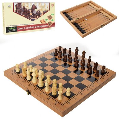 Набір класичних ігор 3 в 1 "Шахи, шашки, нарди" 30х30 см B3116 фото 1