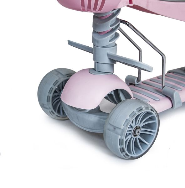 Детский самокат - трансформер 5 в 1 с подсветкой Scooter Smart пастельно-розовый фото 2