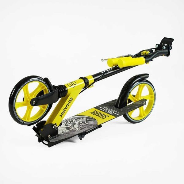 Самокат двоколісний складаний Best Scooter Shark колеса PU 200 мм з амортизатором жовтий SH-10865 фото 8