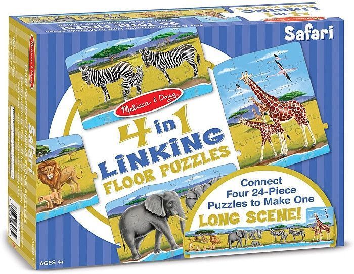 Набор мега пазлов 4 в 1 Melissa&Doug "Сафари" 24х4 элементов 40 х 30 см MD8915 фото 2