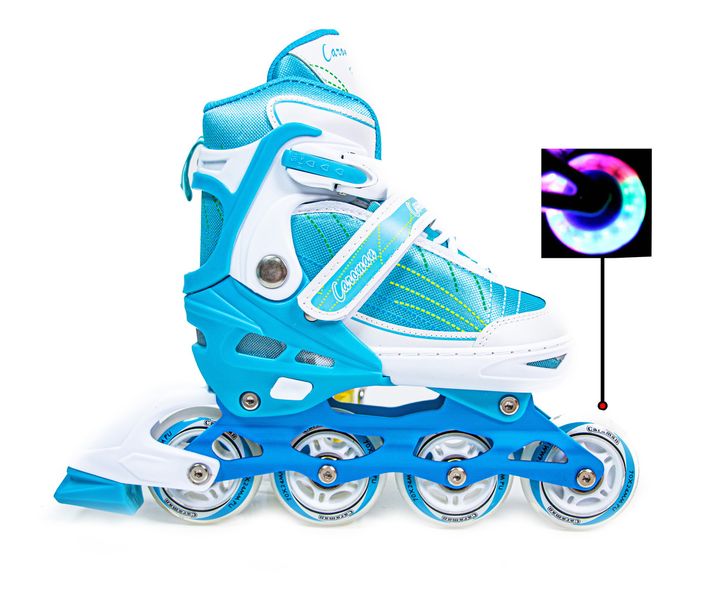 Раздвижные детские роликовые коньки 27-31 Caroman Sport с подсветкой переднего колеса Tiffany фото 2
